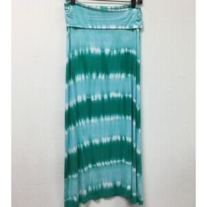 Design History Women's Long Skirt Small Medium Green White Tie Dye